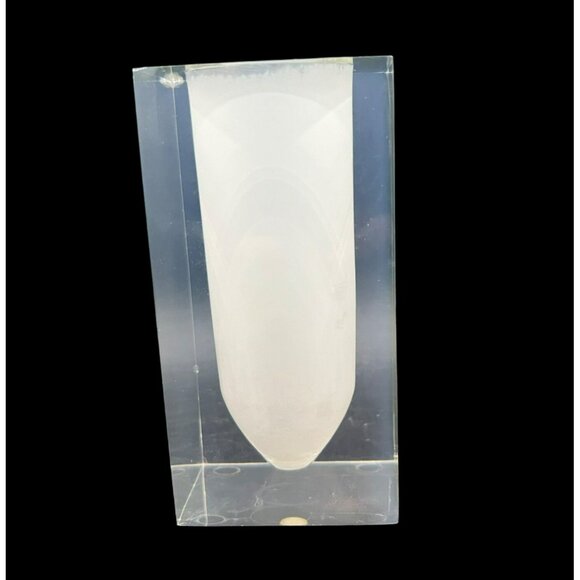 VTG Jonathan Adler Clear & White Bel Air Test Tube Vase 5.5 In Modern Lucite Acr